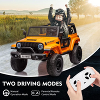 Garvee Ride - P Series: 24V 7AH Kids Ride on Truck Car 2 Seater Electric Vehicles for Toddles 2WD/4WD Switchable Battery Powered Cars with Remote Control, 4-Wheeler Suspension, LED Lights, MP3, Back Storage - Orange
