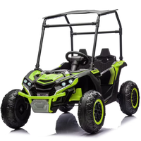 Garvee Ride - P Series: 24V Ride On Utv for Kids, 2 Seater Electric Truck With Sun Shade,4WD Electric Car Toy With Remote Control, Led Lights, 4 Shock Absorbersm,One Click Start, Music Player - Green