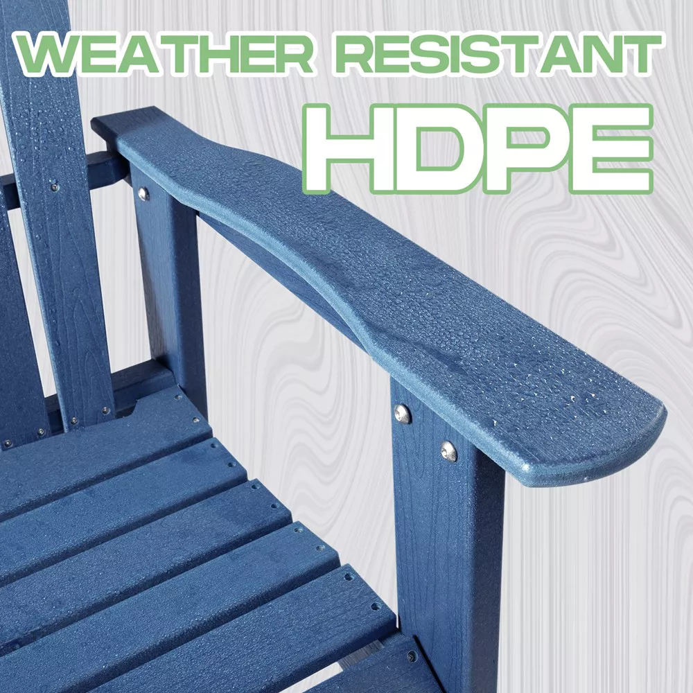 Garvee Oversized Folding Adirondack Chair - Weather Resistant HDPE Outdoor Fire Pit Chair for Patio, Porch, Deck & Garden, Navy Blue