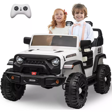 Garvee Ride - P Series: 24V Ride On Car 2 Seater For Kids Age 3+ , XL Electric Vehicles for Big Kids with 20" Wide Seat, 3 Speed, 2x200W Powerful Motor, Suspension, Bluetooth, Music,Power Wheels with Parent Control for Kids to Drive - White
