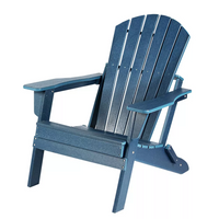Garvee Oversized Folding Adirondack Chair - Weather Resistant HDPE Outdoor Fire Pit Chair for Patio, Porch, Deck & Garden, Navy Blue