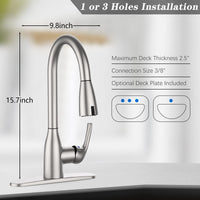 Touchless Pull Down Faucet, Double Sensor, 3 Hole, Nickel