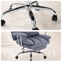 Garvee Big and Tall Ergonomic Office Chair – 350lbs Heavy Duty Recline, High Back Pocket Spring Cushion, Adjustable Armrests, Footrest, Lumbar Support, PU Leather – Executive Chair – Gray