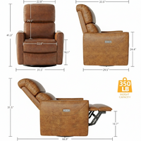 Garvee Power Swivel Glider Recliner with Lumbar Support, Electric Rocking Chair with Side Buttons, High Padded Backrest, USB Charging, Nursery Rocking Recliner for Living Room, Bedroom