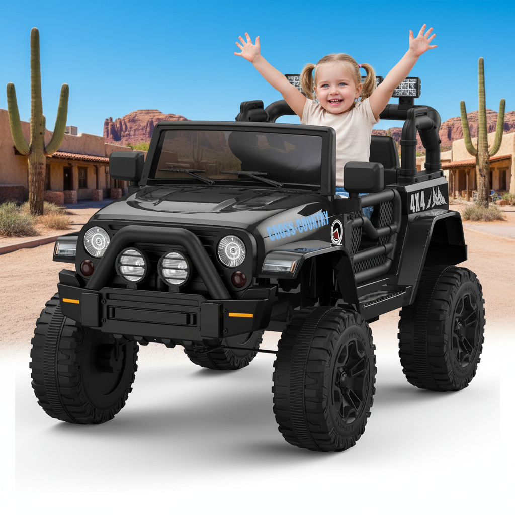 Garvee Ride - P Series: 12V Kids Ride On Truck Car w/Parent Remote Control, Spring Suspension, Led Lights,3 Speed Adjustable, Kids Gift for Boys and Girls - Black
