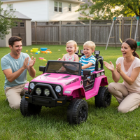 Garvee Ride - P Series: 12V Kids Ride On Truck Car w/Parent Remote Control, Spring Suspension, Led Lights,3 Speed Adjustable, Kids Gift for Boys and Girls - Rose