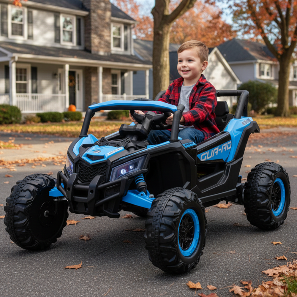 Garvee Ride - P Series: 24V Ride-On UTV: Remote Control, 200W Motor, Spring Suspension, Music, LED Lights, for Boys & Girls - Blue