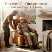 Garvee Power Lift Recliner Chair - Heat and Massage, Adjustable Back and Legs, PU Leather Electric Lift Chair Designed for Mobility Aid Elderly Relaxation, Brown