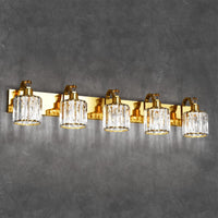Garvee Modern Crystal Vanity Lights - Gold Bathroom Light Fixtures, Crystal Vanity Shower Lights Over Mirror, 5 Lights
