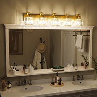 Garvee Modern Crystal Vanity Lights - Gold Bathroom Light Fixtures, Crystal Vanity Shower Lights Over Mirror, 5 Lights