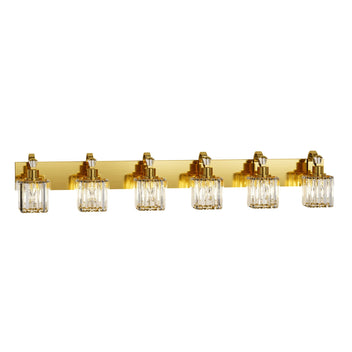 Garvee Modern Crystal Vanity Lights Gold Light Fixtures Over Mirror, Glass Crystal Lighting for Bathroom Shower