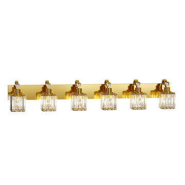 Garvee Modern Crystal Vanity Lights Gold Light Fixtures Over Mirror, Glass Crystal Lighting for Bathroom Shower