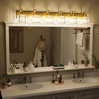 Garvee Modern Crystal Vanity Lights Gold Light Fixtures Over Mirror, Glass Crystal Lighting for Bathroom Shower