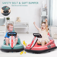 Bumper Car for Toddlers, New Designed 6V Electric Ride On Toys for Kids 1.5-6 Years Old, Steering Wheel, 360 Degree Spin, 2-Speeds, Lights, Music & Horn, Safety Belts, Best for Birthday