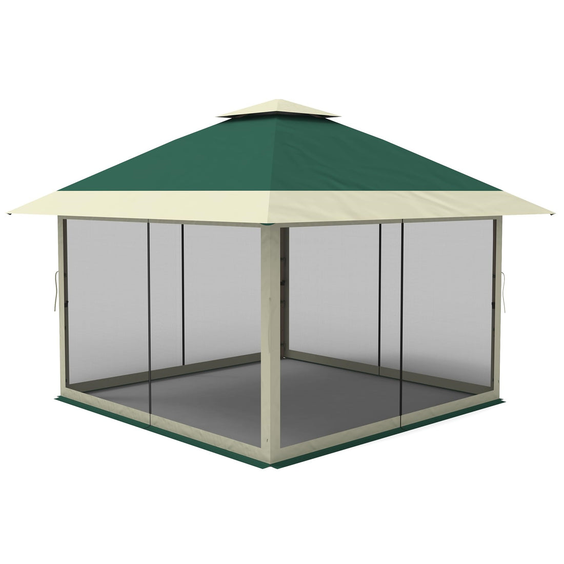 13x13FT Pop Up Gazebo Outdoor Canopy Shelter with Mosquito Netting 4 Stanbags Instant Gazebo Tent for Lawn, Garden, Backyard Deck (Olive Green+Taupe)