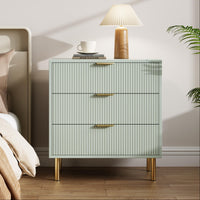 Garvee Green Dresser, Modern 3 Drawers Dresser for Bedroom with Gold Handle and Large Drawer, Wood Double Chest of Drawers and Storage Organizer for Living Room, Hallway, Entryway