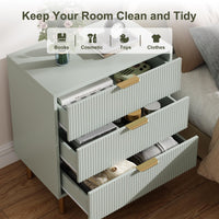 Garvee Green Dresser, Modern 3 Drawers Dresser for Bedroom with Gold Handle and Large Drawer, Wood Double Chest of Drawers and Storage Organizer for Living Room, Hallway, Entryway