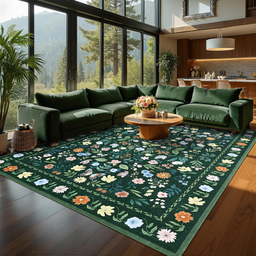 Garvee Washable Floral Rug Non Slip Living Room Rug, Area Rugs Vintage Distressed Soft Carpet for Bedroom, Dinning Room, Home Office