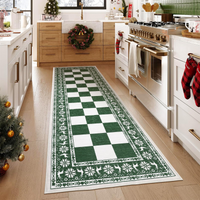 Garvee Green 2x6 Runner Rug Washable Non Slip Checkered Soft Low Pile Christmas Rug for Kitchen Entryway Living Room Bedroom