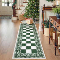 Garvee Green 2x6 Runner Rug Washable Non Slip Checkered Soft Low Pile Christmas Rug for Kitchen Entryway Living Room Bedroom