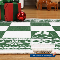 Garvee Green 2x6 Runner Rug Washable Non Slip Checkered Soft Low Pile Christmas Rug for Kitchen Entryway Living Room Bedroom