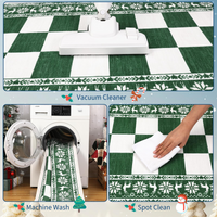Garvee Green 2x6 Runner Rug Washable Non Slip Checkered Soft Low Pile Christmas Rug for Kitchen Entryway Living Room Bedroom