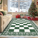Garvee Green 8x10 Area Rugs Washable Non Slip Checkered Christmas Rug for Living Room Bedroom Dining Room - Green