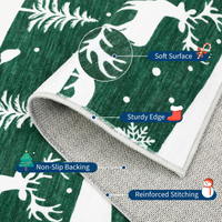 Garvee Green 8x10 Christmas Area Rug for Living Room, Washable Non Slip Carpet with Xmas Tree Reindeer Snowflake Design, Soft Low Pile Indoor Rug