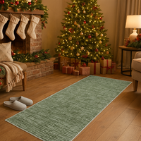 Garvee 2'x6' Runner Rug Area Rug Living Room Rugs Modern Stripe Style Low Pile Carpets for Bedroom Entryway Office Dining Table Green