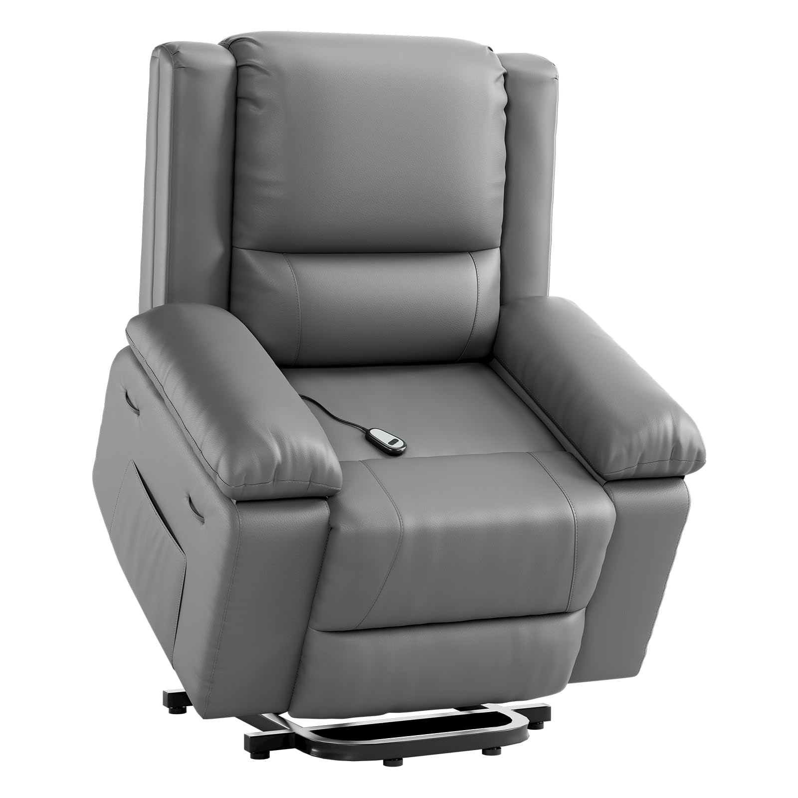 Garvee PU Leather Power Lift Recliner Chair with Massage and Heat, 8-Point Vibration, Adjustable Back and Leg Support, Electric Lift Chair Designed for Mobility Aid Elderly Relaxation, Grey