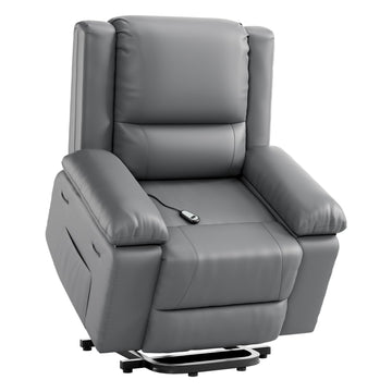 Garvee PU Leather Power Lift Recliner Chair with Massage and Heat, 8-Point Vibration, Adjustable Back and Leg Support, Electric Lift Chair Designed for Mobility Aid Elderly Relaxation, Grey