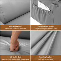 Garvee PU Leather Power Lift Recliner Chair with Massage and Heat, 8-Point Vibration, Adjustable Back and Leg Support, Electric Lift Chair Designed for Mobility Aid Elderly Relaxation, Grey