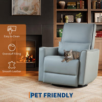 Garvee Swivel Rocking Nursery Recliner Chair Rocker Recliner Glider Deep Seat PU Leather Sofa Chair with high Backrest for Nursery, Living Room, Bedroom & Home Movie Theater (Gray)