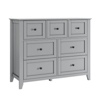Garvee 7 Chest of Drawer Dresser, Modern and Stylish Dresser, Deep Drawers and Nickel Round Handle, Wood Organizer Dresser with Ample Storage Space for Bedroom, Living Room, Entryway, Gray
