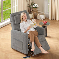 Garvee Power Recliner Chair with Massage & Heat, Adjustable Electric Recliner, Ergonomic Overstuffed Tall Back, Padded Seat, USB Port, Side Pockets, for Home Theater & Living Room, Grey
