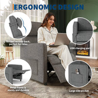 Garvee Power Recliner Chair with Massage & Heat, Adjustable Electric Recliner, Ergonomic Overstuffed Tall Back, Padded Seat, USB Port, Side Pockets, for Home Theater & Living Room, Grey