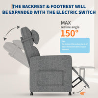 Garvee Power Recliner Chair with Massage & Heat, Adjustable Electric Recliner, Ergonomic Overstuffed Tall Back, Padded Seat, USB Port, Side Pockets, for Home Theater & Living Room, Grey