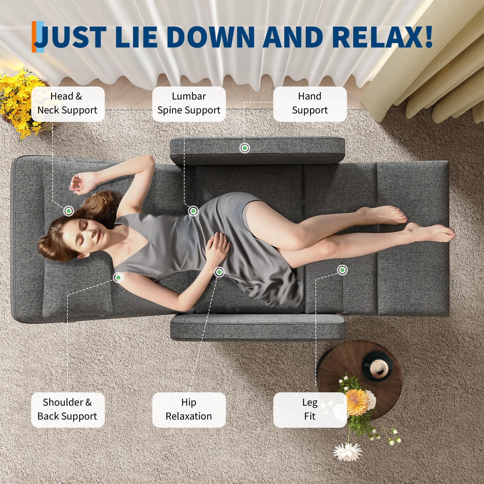 Garvee Power Recliner Chair with Massage & Heat, Adjustable Electric Recliner, Ergonomic Overstuffed Tall Back, Padded Seat, USB Port, Side Pockets, for Home Theater & Living Room, Grey