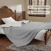 Garvee Heated Blanket Queen Size with LCD Dual Controller, Waffle Weave Fast Heating Electric Blankets, 10 Heat Levels & 1-12H Time Settings, ETL Certified, Machine Washable, Grey, 84" x 90"