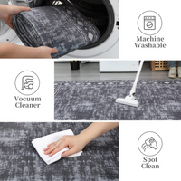Garvee Bordered Grey 4x6 Machine Washable for Living Room Modern Area Rug, Non-Slip Stain Resistant Accent Rug Indoor Minimalist Border Floor Cover Carpet for Bedroom