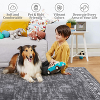 Garvee Bordered Grey 4x6 Machine Washable for Living Room Modern Area Rug, Non-Slip Stain Resistant Accent Rug Indoor Minimalist Border Floor Cover Carpet for Bedroom