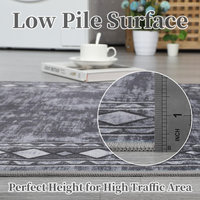 Garvee Bordered Grey 4x6 Machine Washable for Living Room Modern Area Rug, Non-Slip Stain Resistant Accent Rug Indoor Minimalist Border Floor Cover Carpet for Bedroom