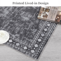 Garvee Bordered Grey 4x6 Machine Washable for Living Room Modern Area Rug, Non-Slip Stain Resistant Accent Rug Indoor Minimalist Border Floor Cover Carpet for Bedroom