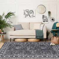 Garvee Bordered Grey 4x6 Machine Washable for Living Room Modern Area Rug, Non-Slip Stain Resistant Accent Rug Indoor Minimalist Border Floor Cover Carpet for Bedroom