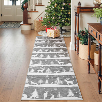 Garvee Grey 2x6 Runner Rug Washable Non Slip Indoor Carpet Soft Low Pile Christmas Decor for Kitchen Entryway Living Room Bedroom