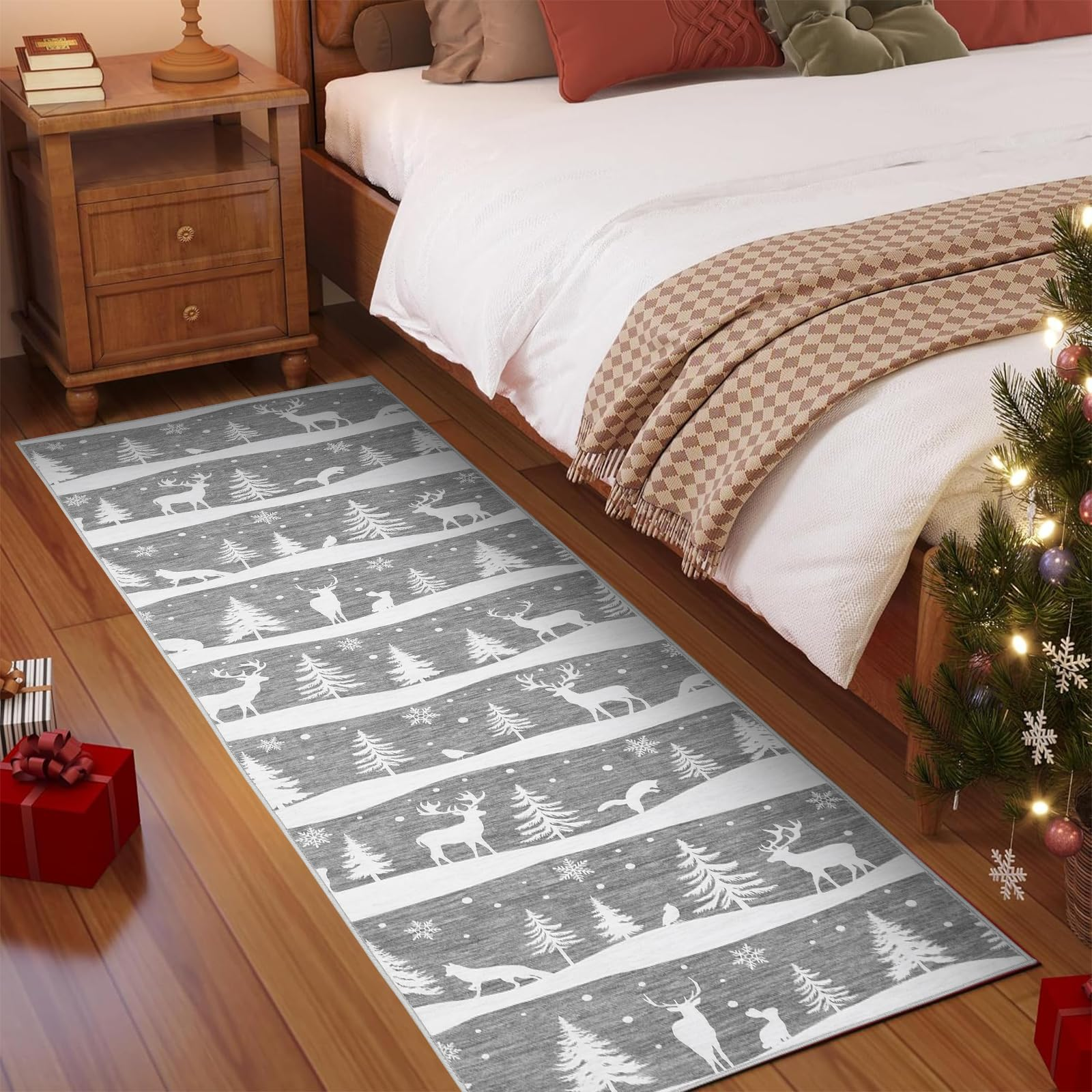 Garvee Grey 2x6 Runner Rug Washable Non Slip Indoor Carpet Soft Low Pile Christmas Decor for Kitchen Entryway Living Room Bedroom