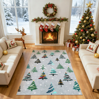 Garvee Christmas Area Rug Grey 8x10 Non-Slip Washable Soft Low Pile Polyester Xmas Tree Motif Living Room Bedroom Dining Room