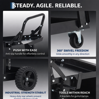 Garvee 3 Tier Welding Cart Heavy Duty Welder Cart With 360° Swivel Wheels Tank Storage Safety Chains Rolling MIG Welder Cart Black