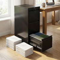 Garvee 3-Drawer File Cabinet with Lock, Heavy Duty Metal Filing Cabinet for Letter/Legal/A4/F4 Documents, Secure Locking, Anti-Tilt System, Vertical Storage for Home Office, Black