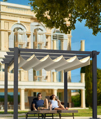 Outdoor Pergola with Retractable Canopy for Yard & Beach BBQ